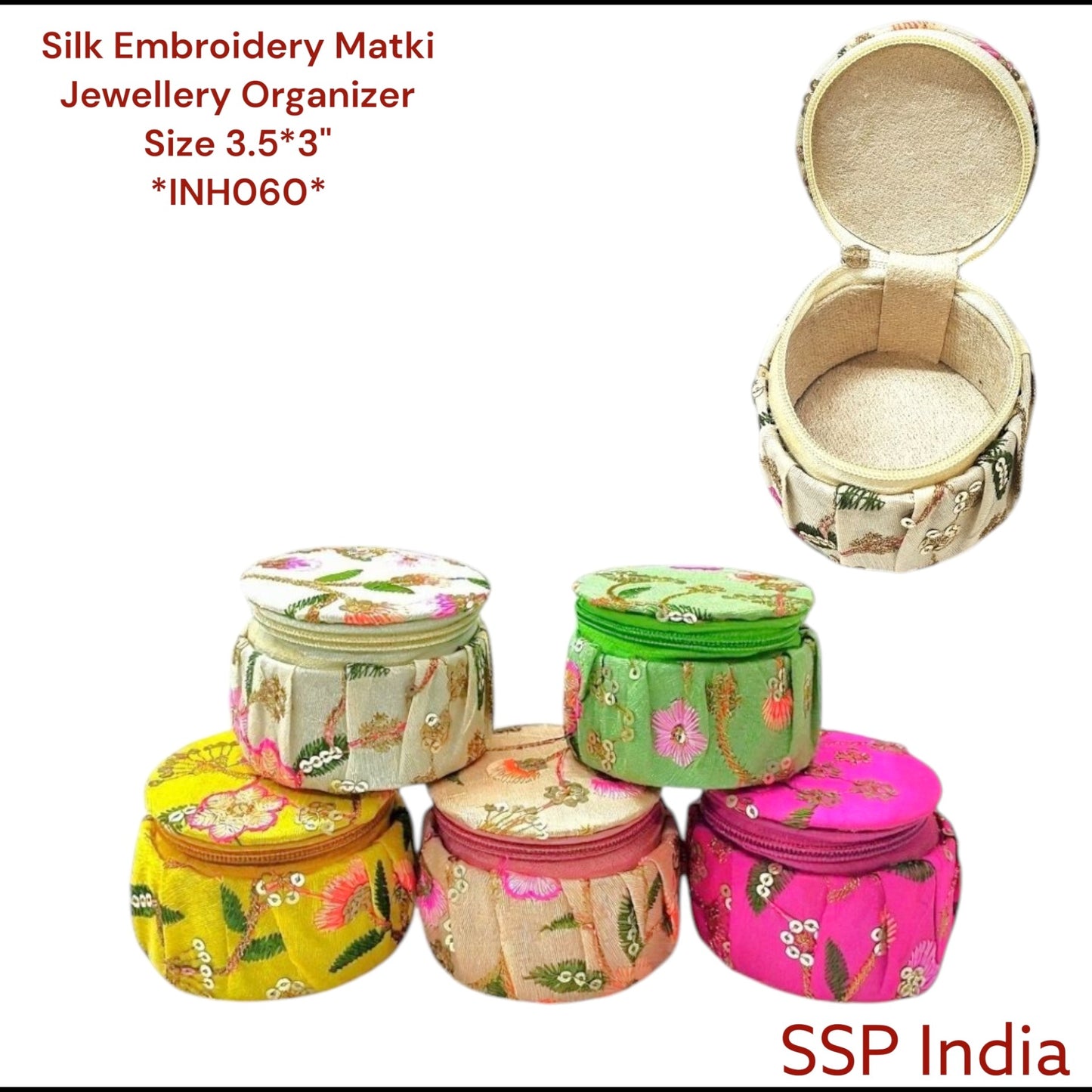 SHREE SHYAM PRODUCTS 3.5 INCH SILK FLOWER EMBROIDERY JEWELLERY BOX