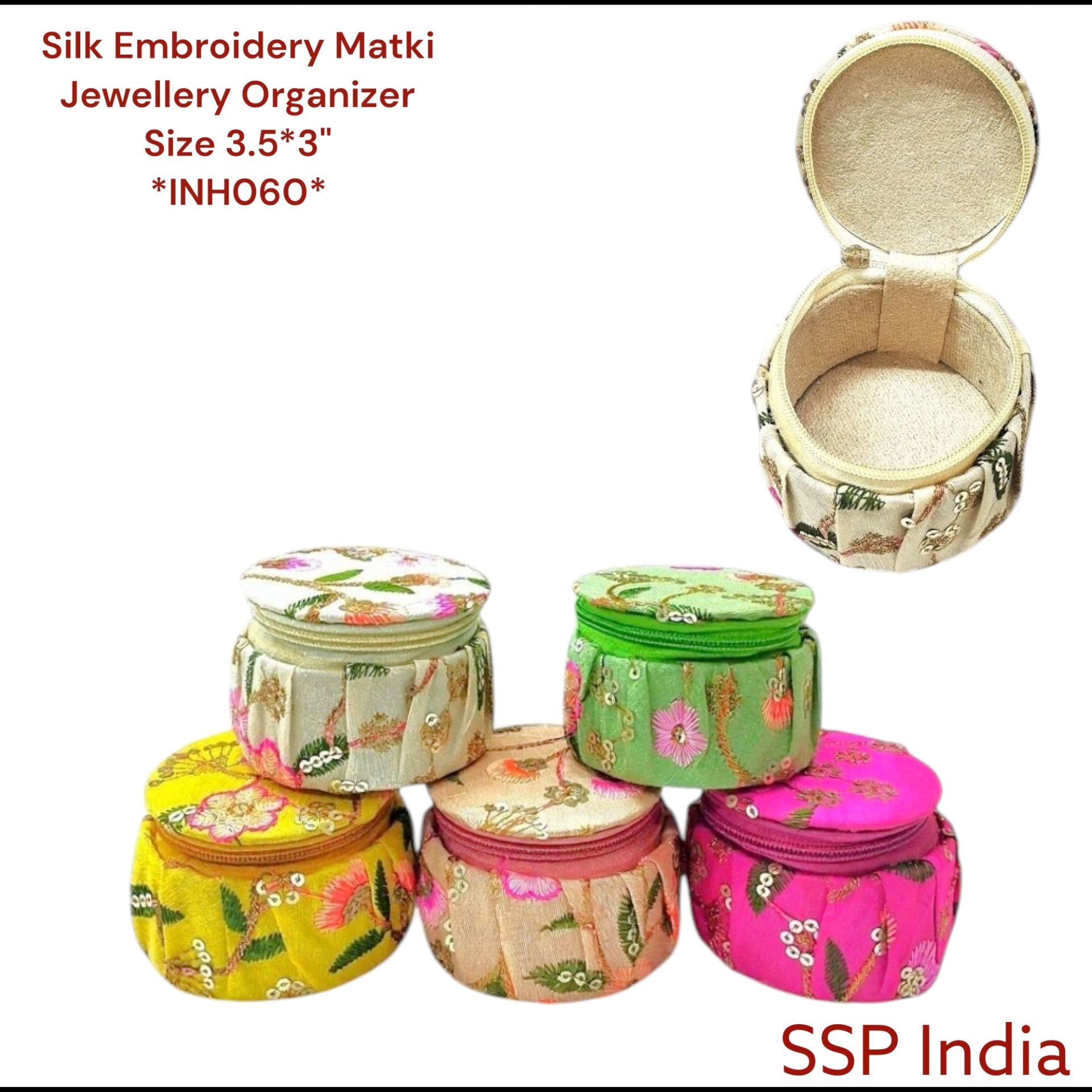 SHREE SHYAM PRODUCTS 3.5 INCH SILK FLOWER EMBROIDERY JEWELLERY BOX