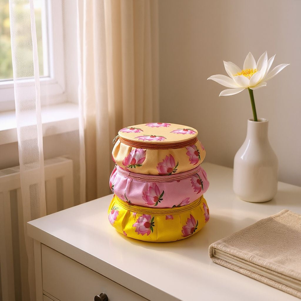 SHREE SHYAM PRODUCTS5 INCH PICHWAI LOTUS MATKI BANGLE BOX JEWELLERY BOX Active