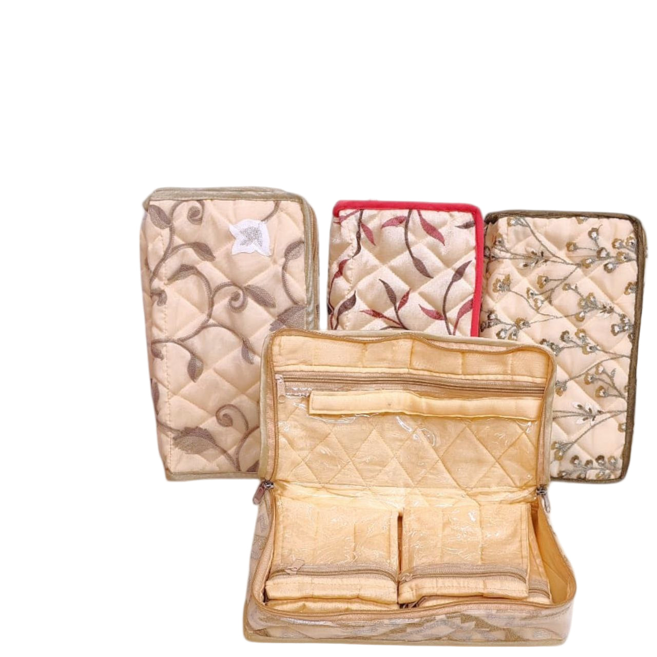 SHREE SHYAM PRODUCTS TISSUE SILK 9 POCKET JEWELLERY POUCH