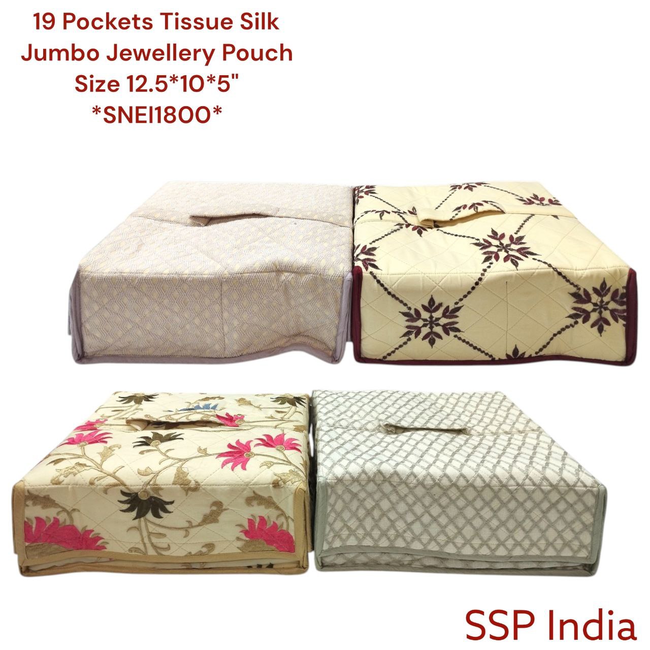 SHREE SHYAM PRODUCTS MULTI SECTION TISSUE SILK JUMBO JEWELLERY POUCH