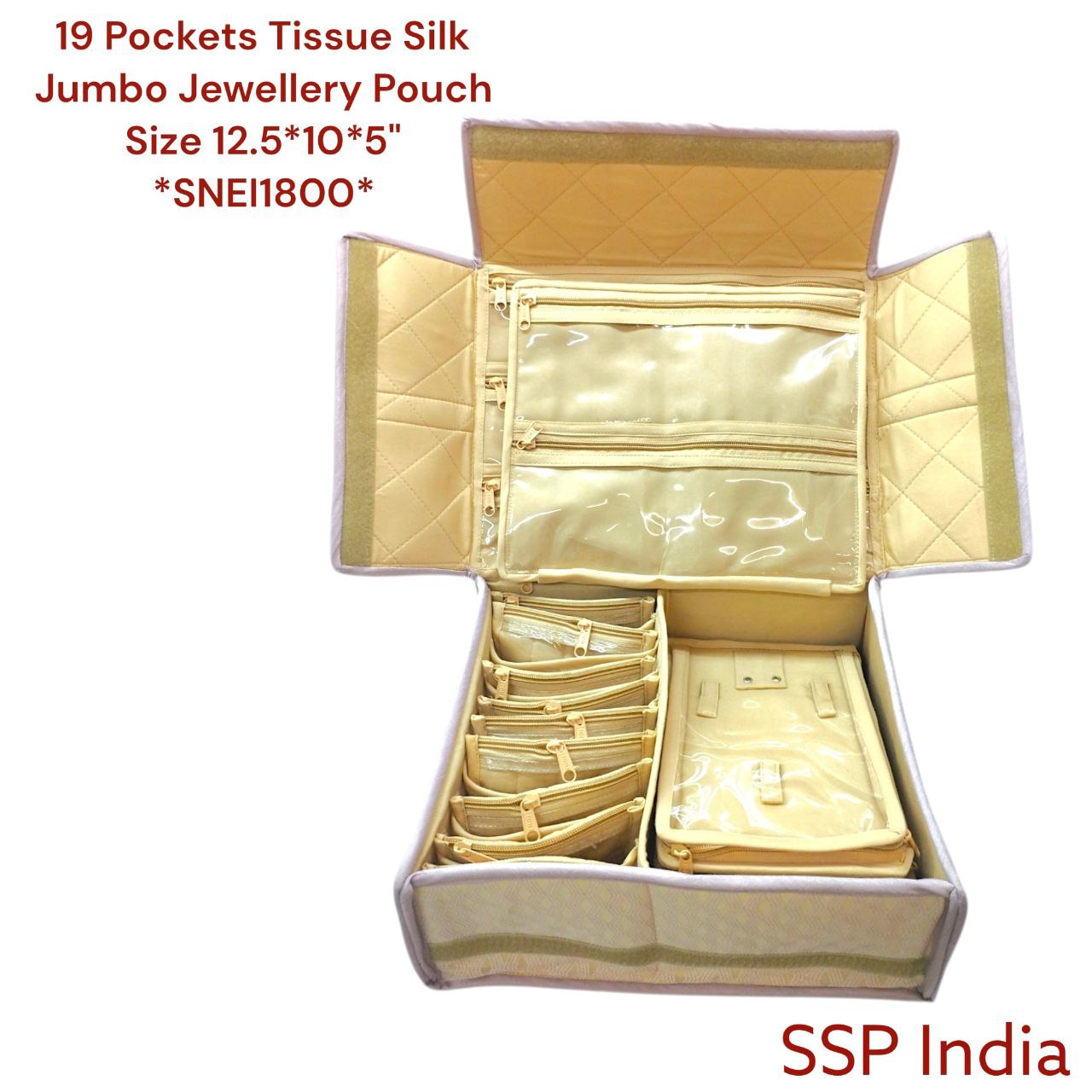 SHREE SHYAM PRODUCTS MULTI SECTION TISSUE SILK JUMBO JEWELLERY POUCH