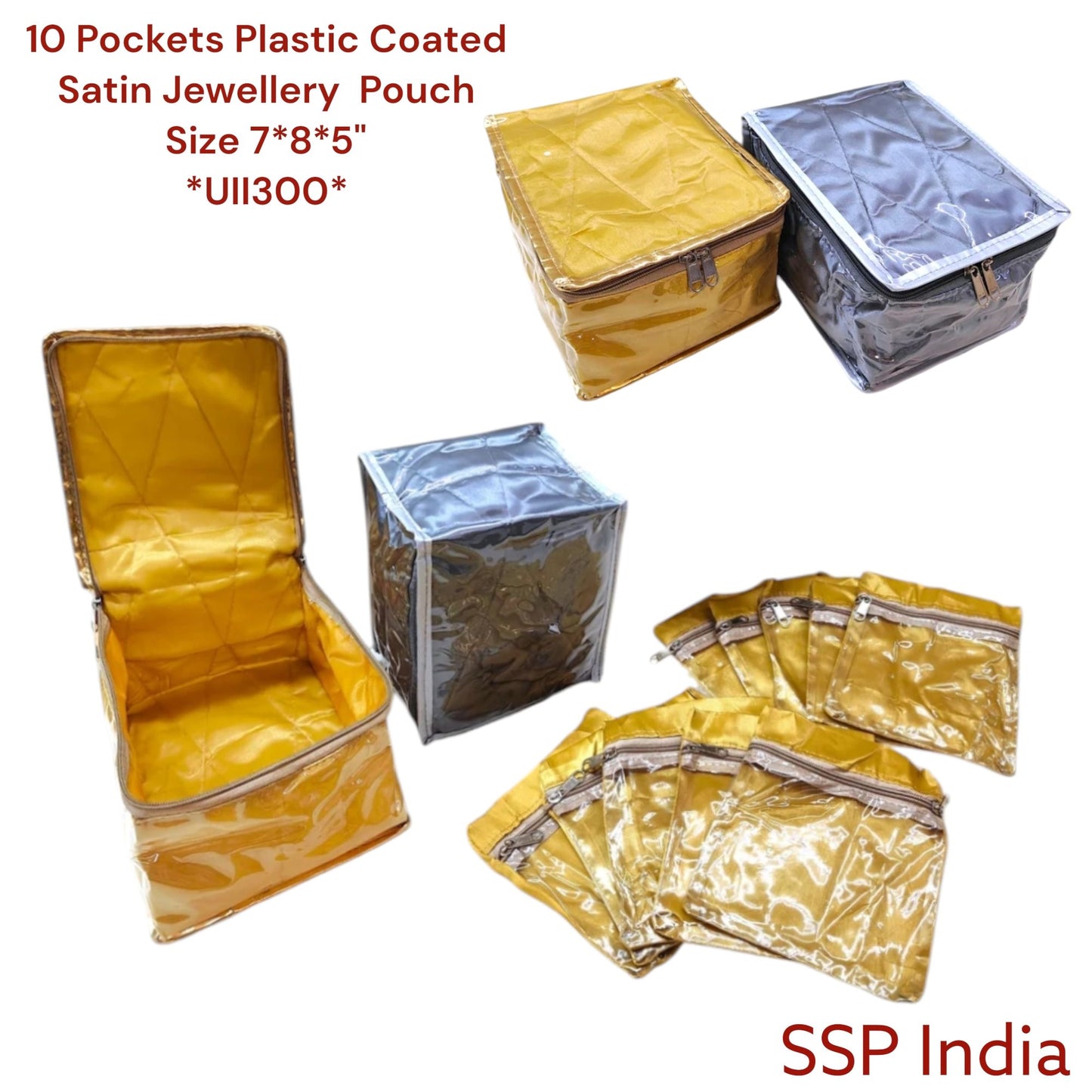 SHREE SHYAM PRODUCTS 10 POCKET SATIN JEWELLERY POUCH LOCKER POUCH