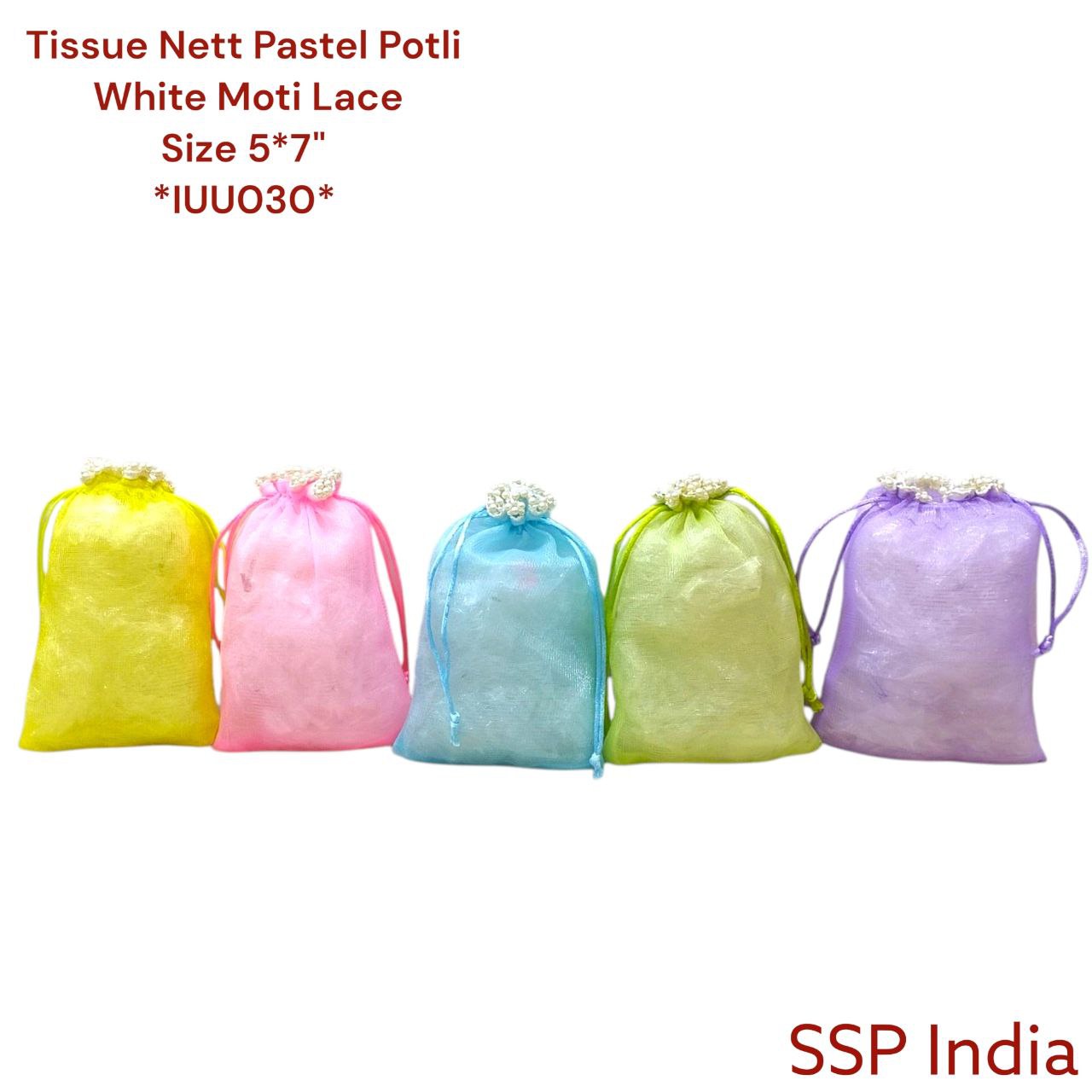 SHREE SHYAM PRODUCTS 5*7 INCH PASTEL TISSUE POTLI BAGS