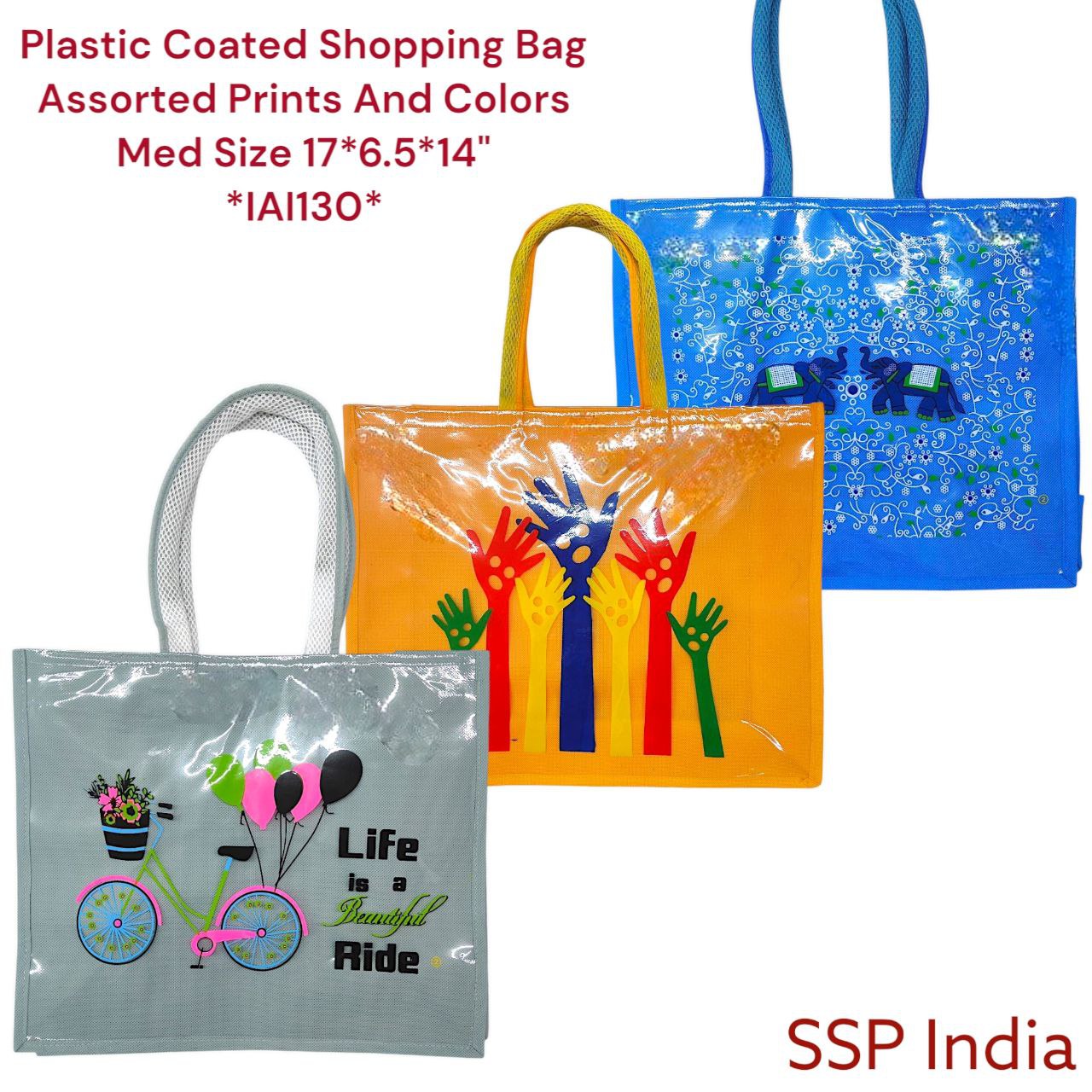 SHREE SHYAM PRODUCTS PLASTIC COATED PRINTED MEDIUM SIZE SHOPPING BAGS