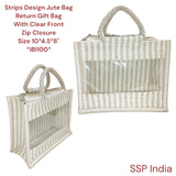 SHREE SHYAM PRODUCTS 8*10 INCH JUTE WINDOW TRANSPARENT STRIPE DESIGN GIFT BAGS