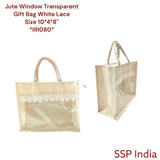 SHREE SHYAM PRODUCTS 8*10 INCH JUTE WINDOW TRANSPARENT GIFT BAGS