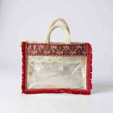 SHREE SHYAM PRODUCTS JUTE WINDOW TRANSPARENT RED LACE GIFT BAGS