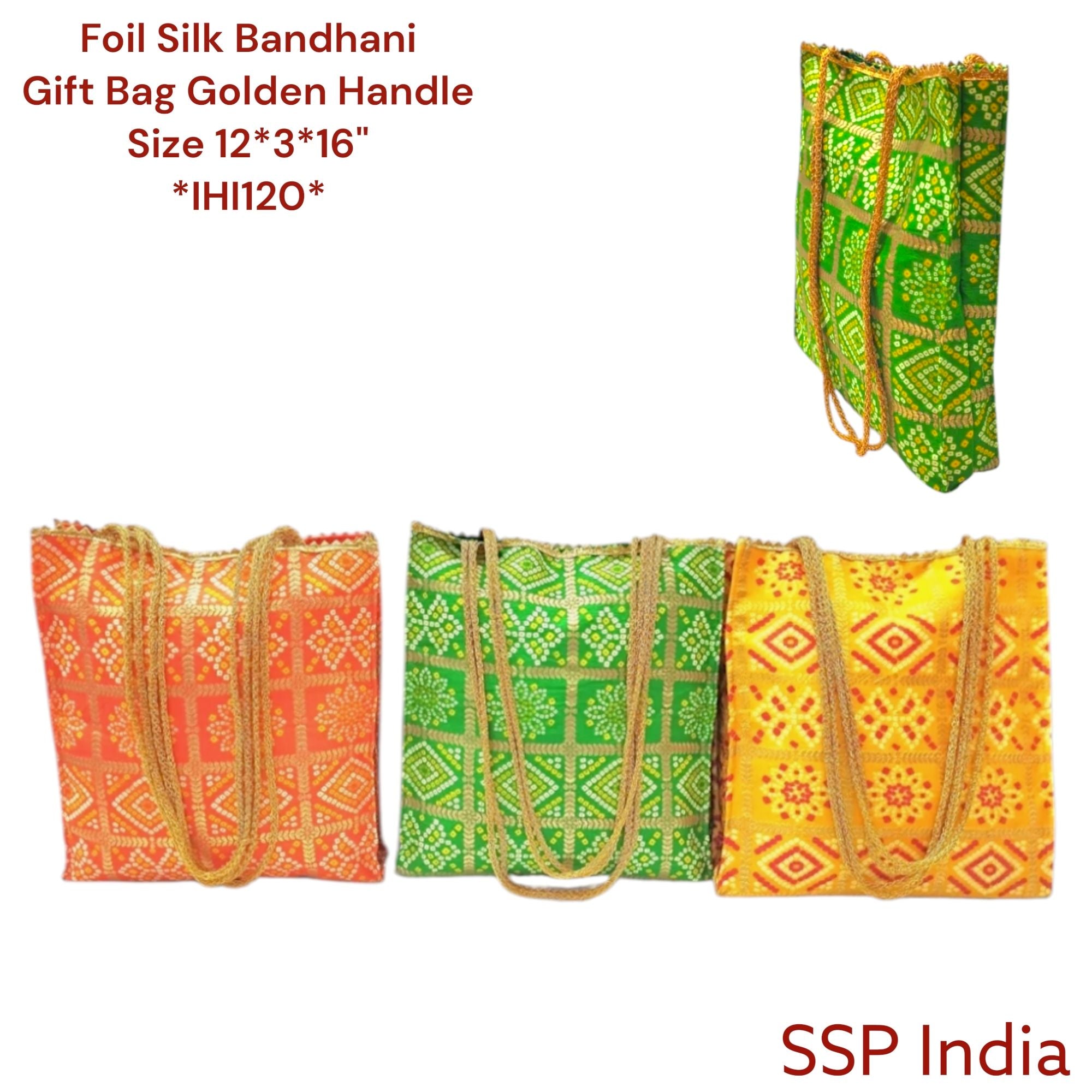 SHREE SHYAM PRODUCTS FOIL BANDHINI DESIGN SILK GIFT BAGS