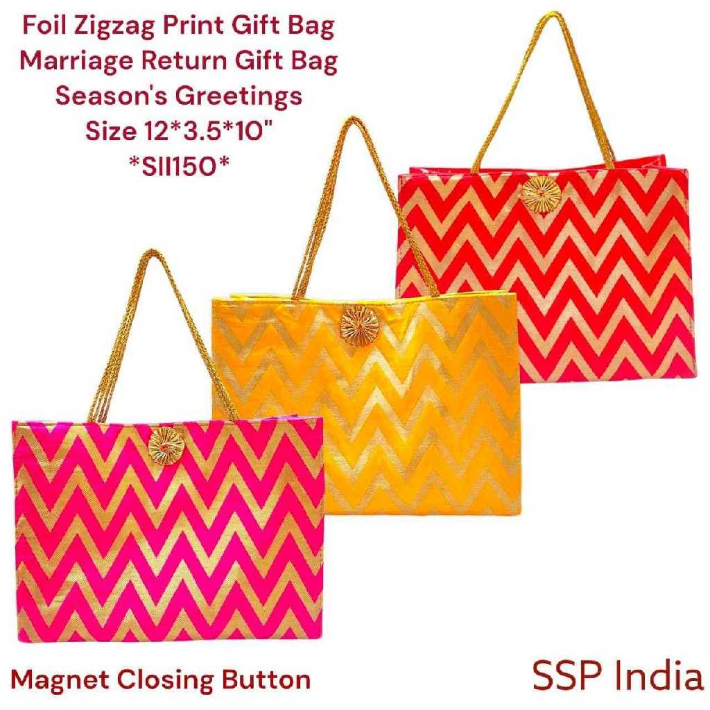 SHREE SHYAM PRODUCTS CHEVRON DESIGN ZIGZAG SILK GIFT BAGS