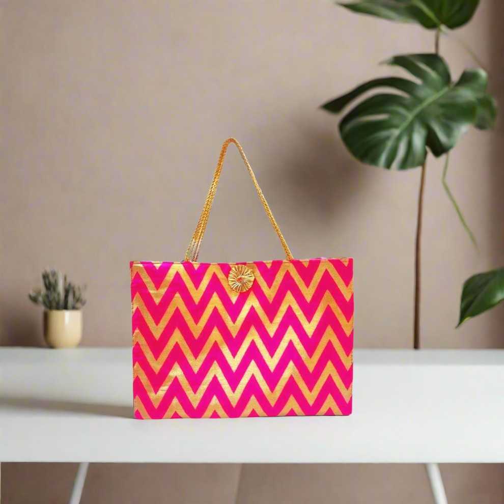 SHREE SHYAM PRODUCTS CHEVRON DESIGN ZIGZAG SILK GIFT BAGS