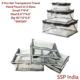 SHREE SHYAM PRODUCTS 3 PCS SET TRANSPARENT GREY TRAVEL HAND POUCH