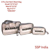 SHREE SHYAM PRODUCTS 3 PCS SET NETT WASH BAGS TRAVEL POUCH
