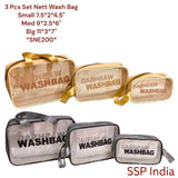 SHREE SHYAM PRODUCTS 3 PCS SET NETT WASH BAGS TRAVEL POUCH