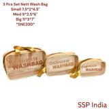 SHREE SHYAM PRODUCTS 3 PCS SET NETT WASH BAGS TRAVEL POUCH