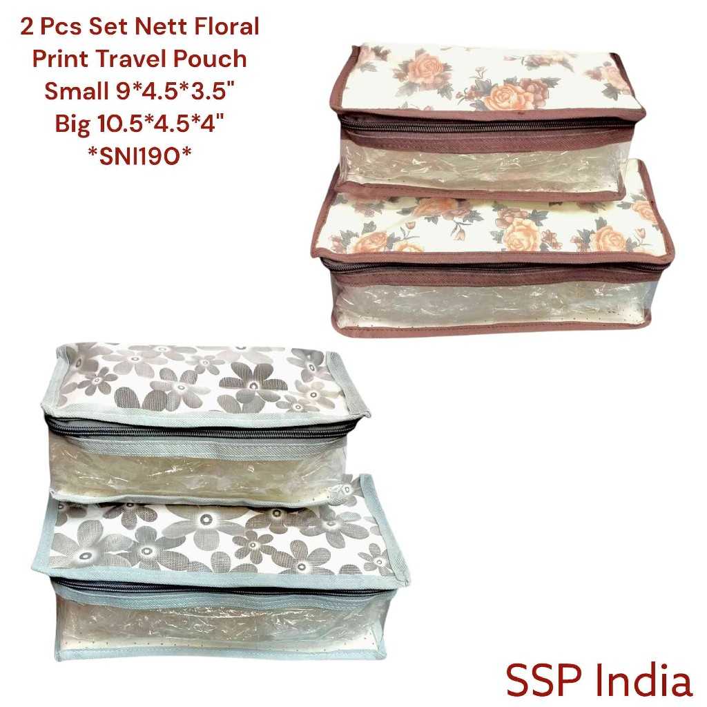 SHREE SHYAM PRODUCTS 2 PIECES SET FLORAL DESIGN NETT HAND POUCH