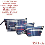 SHREE SHYAM PRODUCTS 3 PCS SET CHECKS DESIGN HAND POUCH