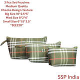 SHREE SHYAM PRODUCTS 3 PCS SET CHECKS DESIGN HAND POUCH