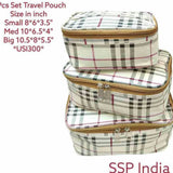 SHREE SHYAM PRODUCTS 3 PCS SET CHECKS PRINT TRAVEL POUCH
