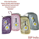 SHREE SHYAM PRODUCTS 4 PIECES SET NETT PRINT TRAVEL POUCH