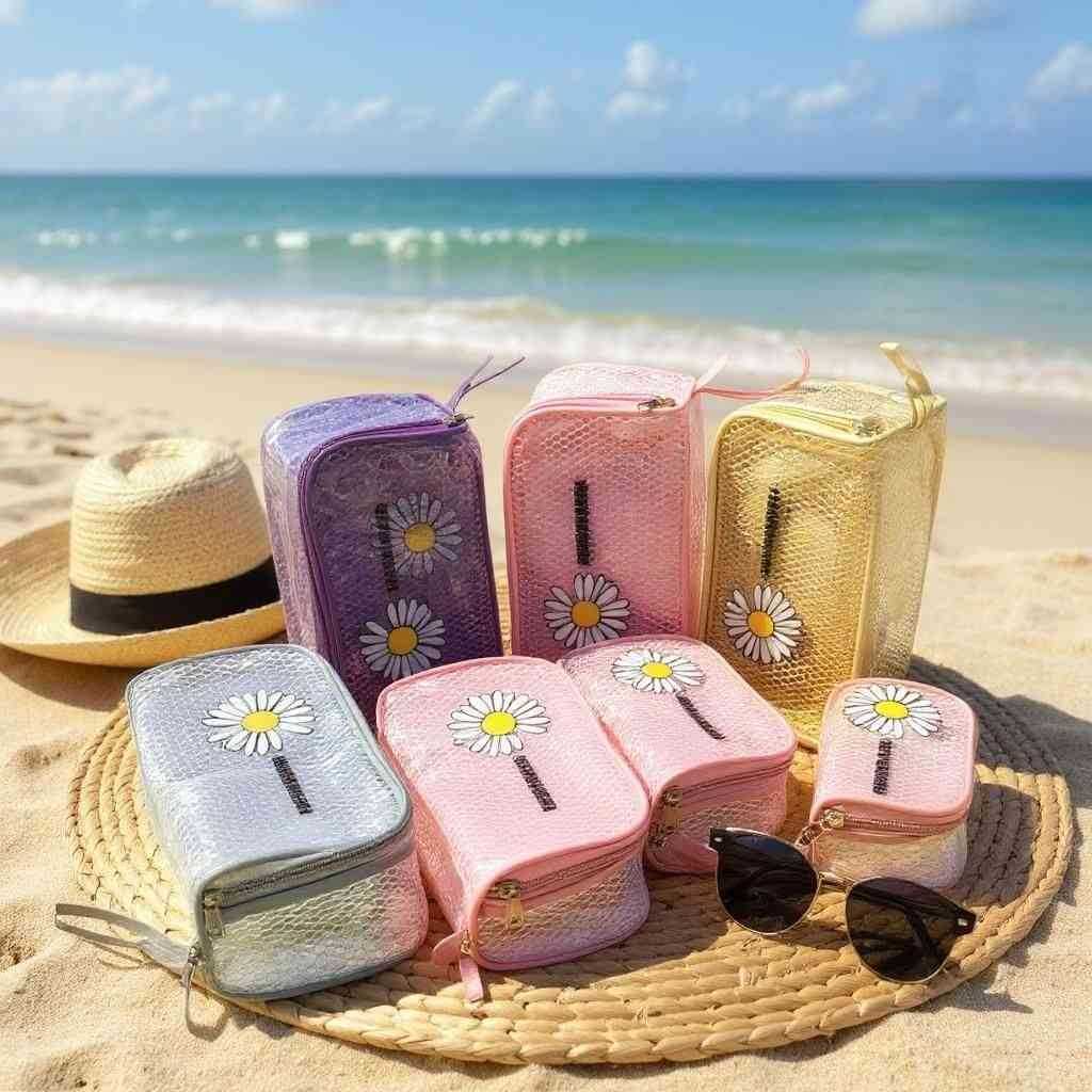 SHREE SHYAM PRODUCTS 4 PIECES SET NETT PRINT TRAVEL POUCH