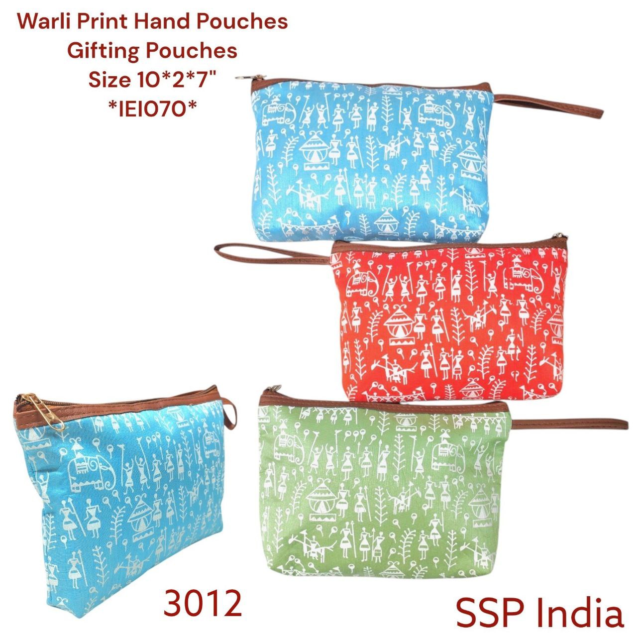 SHREE SHYAM PRODUCTS WARLI PRINT SILK HAND POUCHES