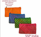 SHREE SHYAM PRODUCTS SILK LEHARIYA PRINT HAND POUCHES
