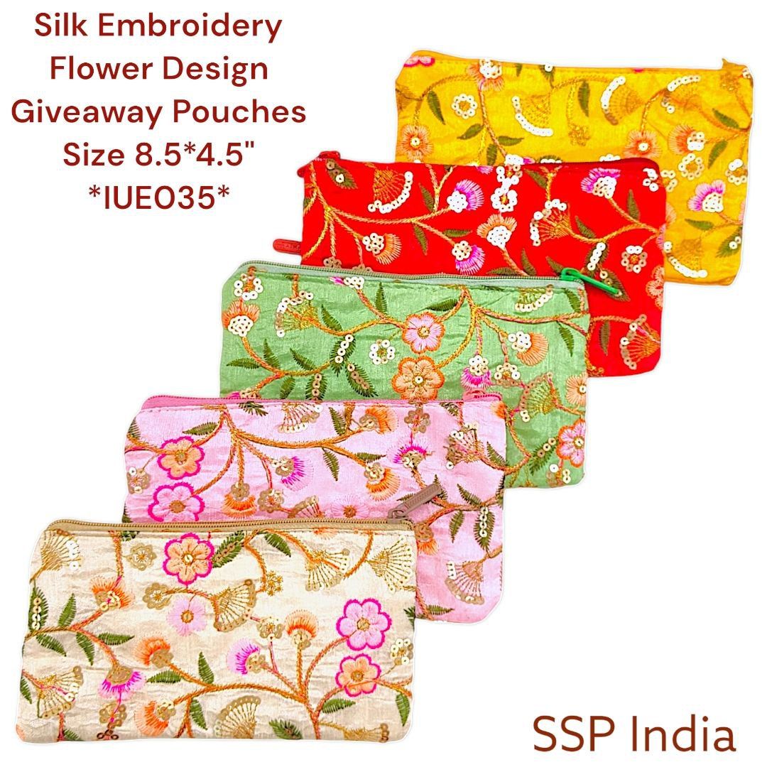 SHREE SHYAM PRODUCTS SILK FLOWER EMBROIDERY HAND POUCHES