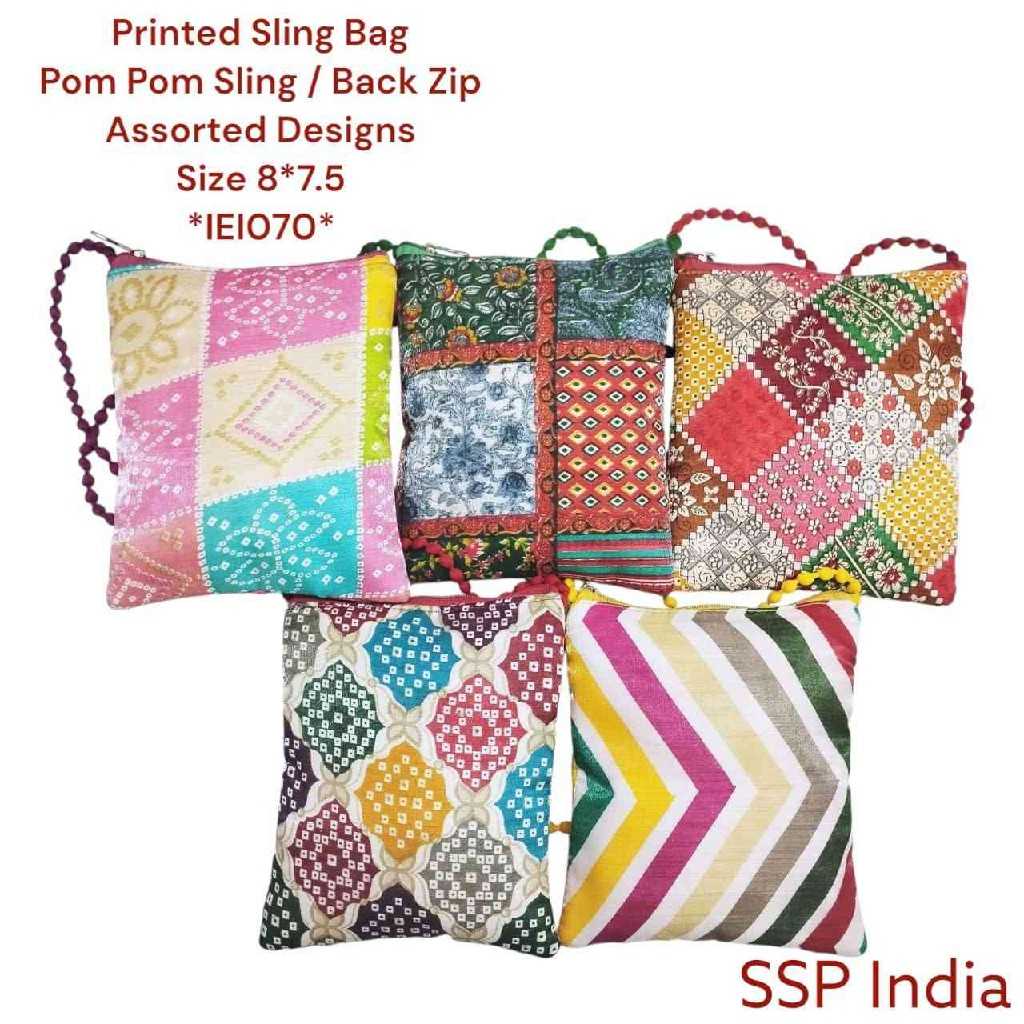 SHREE SHYAM PRODUCTS MULTI PRINT SILK SLING BAGS