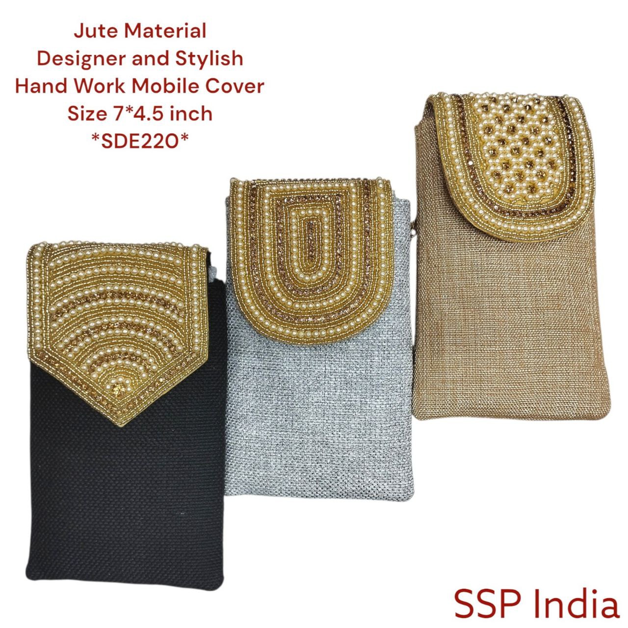 SHREE SHYAM PRODUCTS HAND WORK JUTE MOBILE COVER