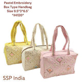 SHREE SHYAM PRODUCTS PASTEL EMBROIDERY BOX TYPE HANDBAG