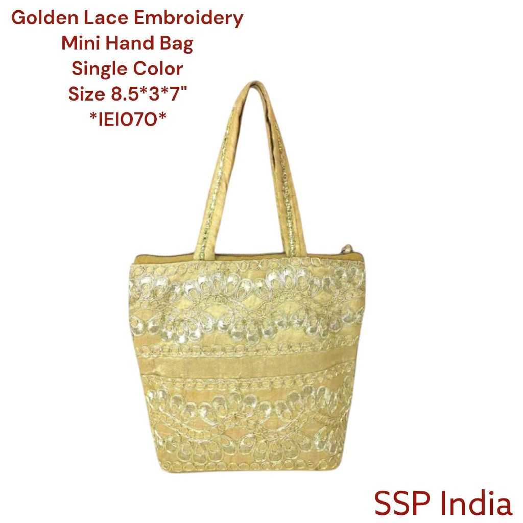 SHREE SHYAM PRODUCTS GOLDEN LACE SILK HANDBAG