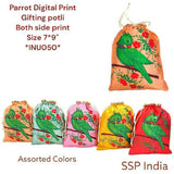 SHREE SHYAM PRODUCTS 7*9 INCH 500 GMS PARROT DIGITAL PRINT POTLI BAGS