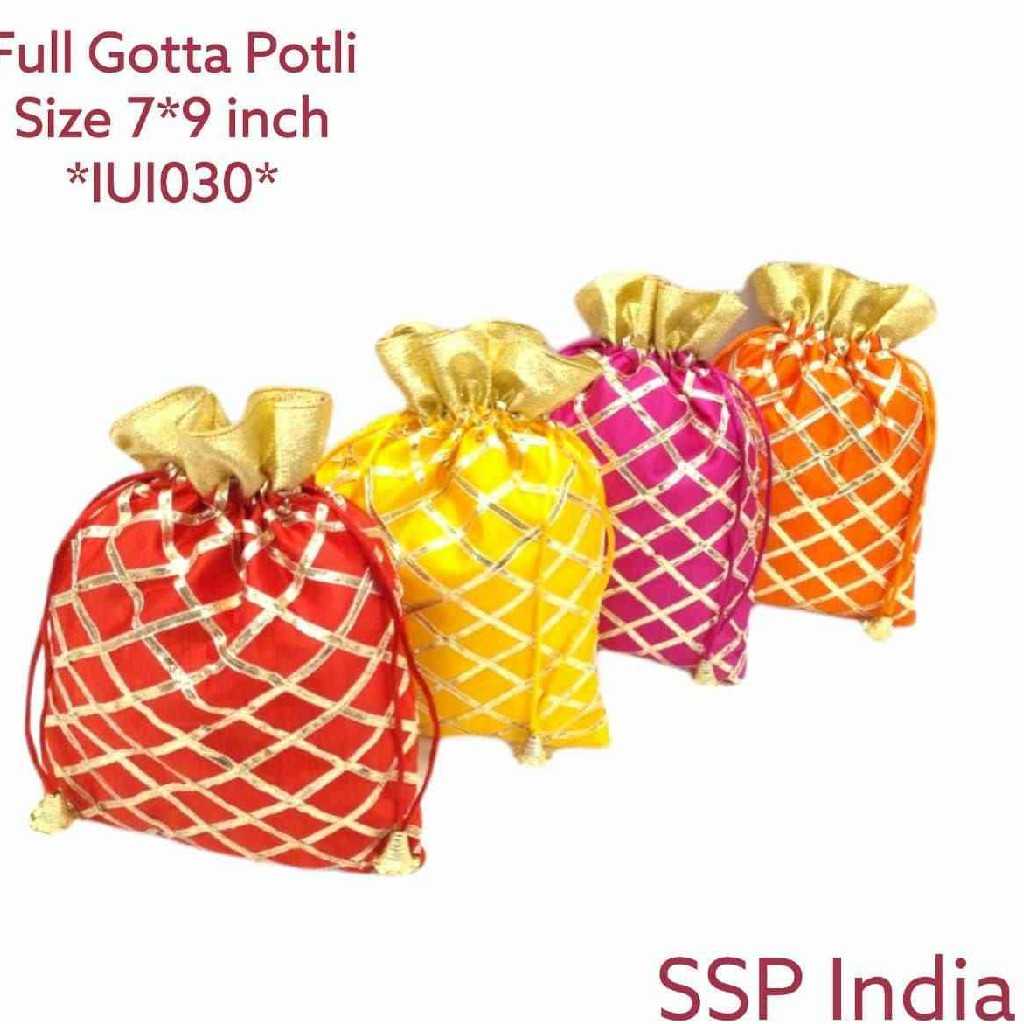 SHREE SHYAM PRODUCTS 500 GMS GOTTA CHECKS SILK POTLI BAGS