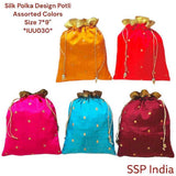 SHREE SHYAM PRODUCTS GOLDEN DOT POLKA DESIGN SILK POTLI BAGS