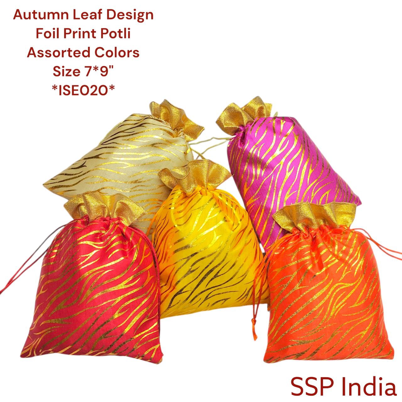 SHREE SHYAM PRODUCTS 7*9 INCH FOIL PRINT CHEETAH DESIGN POTLI BAGS