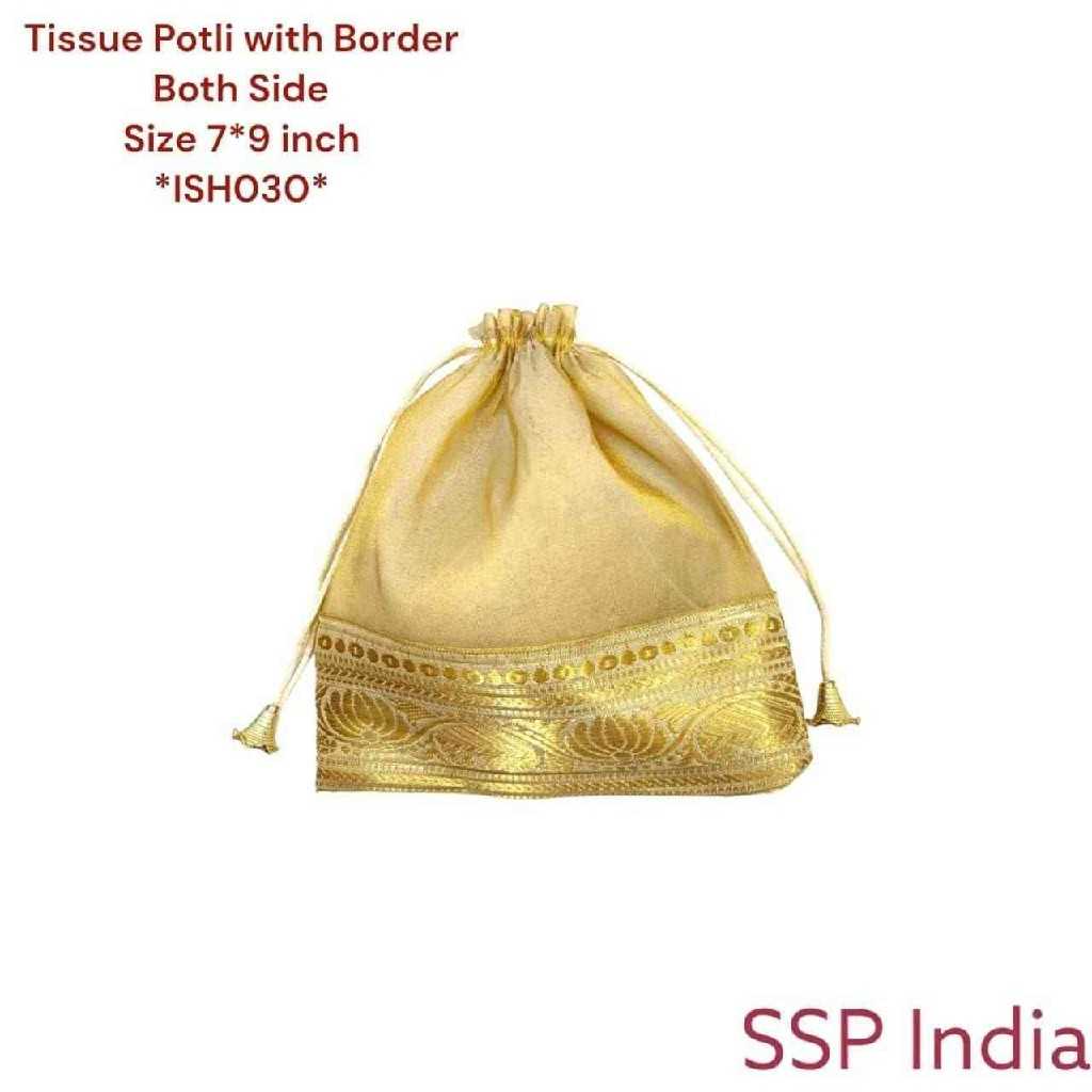 SHREE SHYAM PRODUCTS500 GMS PACKING GOLDEN TISSUE BORDER POTLI BAGS