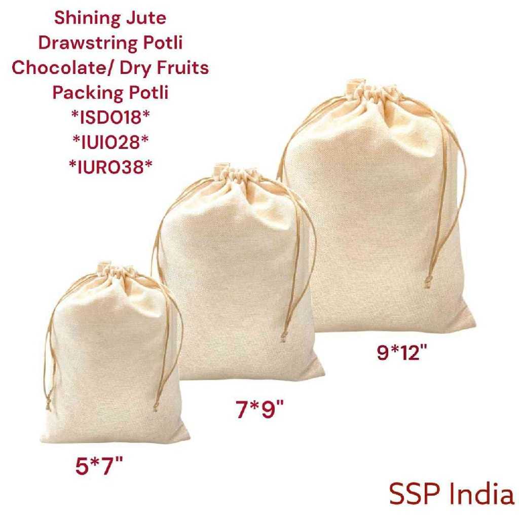 SHREE SHYAM PRODUCTS 500 GMS PACKING SHINING JUTE PRINT POTLI BAGS