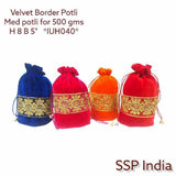 SHREE SHYAM PRODUCTS JARI LACE BORDER ROUND BASE VELVET POTLI