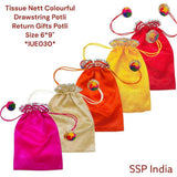 SHREE SHYAM PRODUCTS 6*9 INCH TISSUE NET COLOURFUL PACKING POTLI BAG