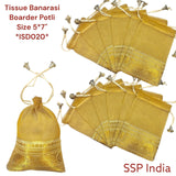SHREE SHYAM PRODUCTS 250 GMS GOLDEN TISSUE BORDER POTLI BAG