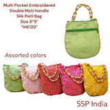 SHREE SHYAM PRODUCTS DOUBLE ZIP SEQUINS EMBROIDERY POTLI BAG