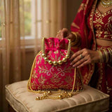 SHREE SHYAM PRODUCTS VELVET HANDWORK WEDDING ZARDOZI POTLI BAG