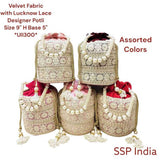 SHREE SHYAM PRODUCTS VELVET LUCKNOWI LACE POTLI BAG