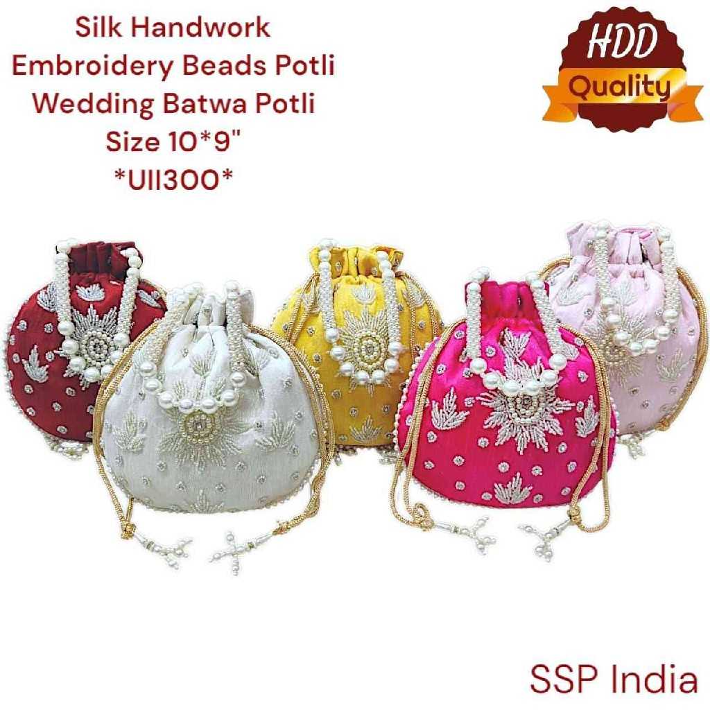 SHREE SHYAM PRODUCTS SILK HAND WORK DESIGNER POTLI BAG