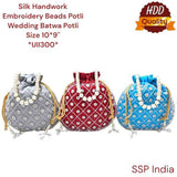 SHREE SHYAM PRODUCTS HAND EMBROIDERED SILK POTLI BAG