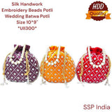 SHREE SHYAM PRODUCTS HAND EMBROIDERED SILK POTLI BAG