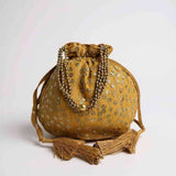 SHREE SHYAM PRODUCTS GOLDEN FLOWER SEQUIN POTLI BAGS