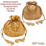 SHREE SHYAM PRODUCTS GOLDEN FLOWER SEQUIN POTLI BAGS