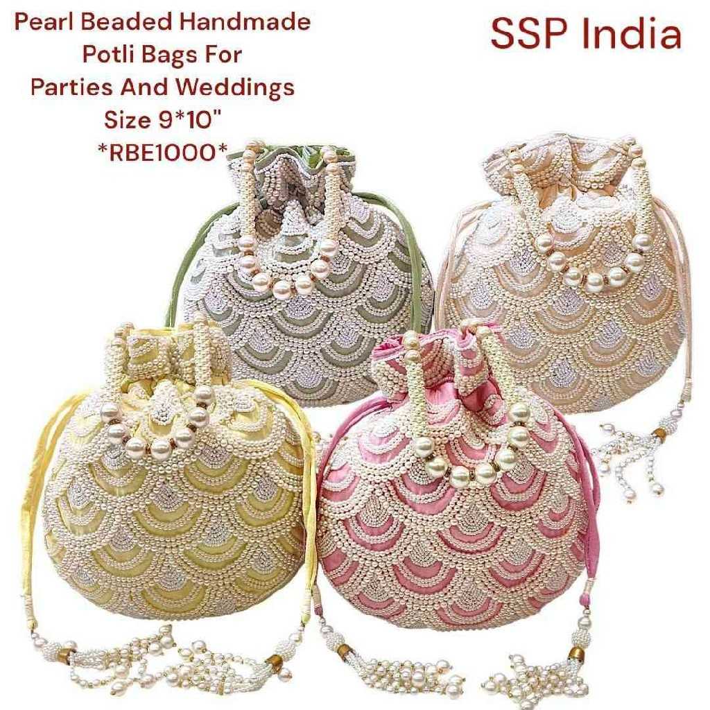 SHREE SHYAM PRODUCTS PEARL HAND BEADED DESIGNER POTLI BAGS